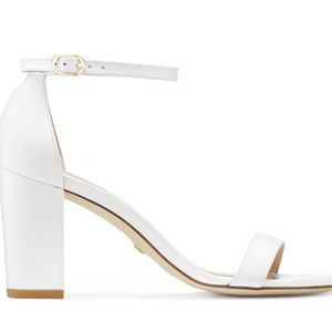 Stuart Weitzman NearlyNude White Leather Heels 9.5